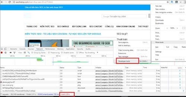 Sử dụng các công cụ hỗ trợ trên Chrom